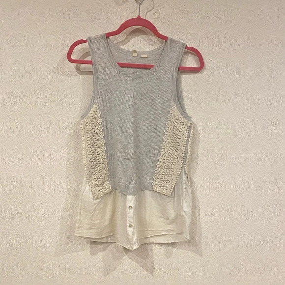 MOTH Anthropologie Light Blue Montage Layered Sweater Size Small EUC - Picture 2 of 5